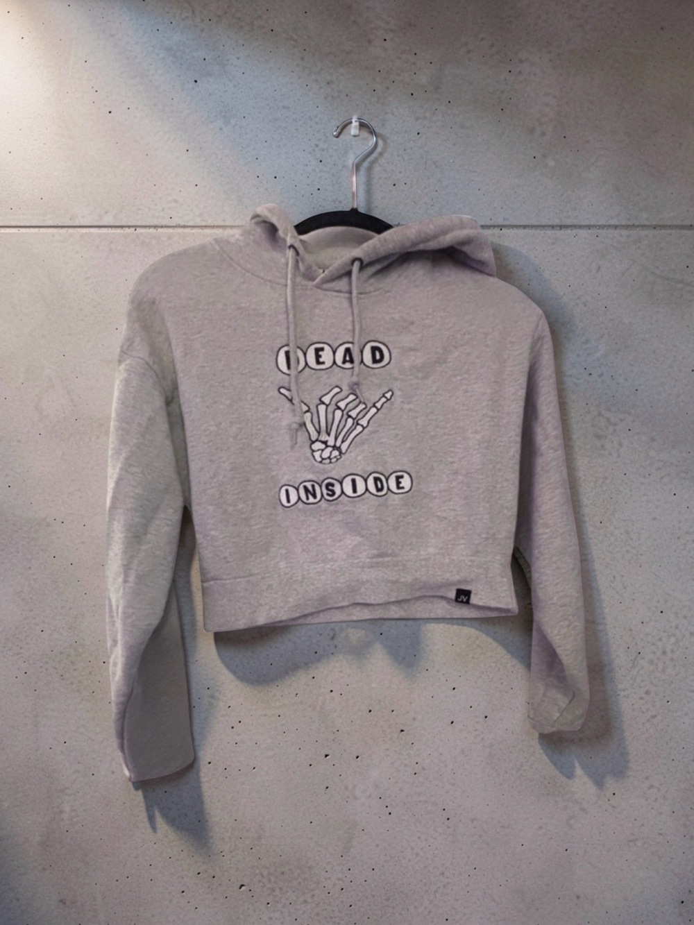 🖤 JV by Jac Vanek Dead Inside Crop Hoodie, Grey, Size M